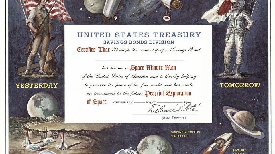 A vintage U.S. Treasury savings bond certificate