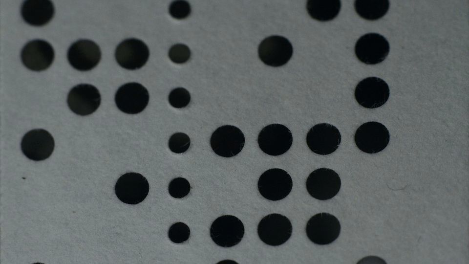 Close-up of punched paper tape